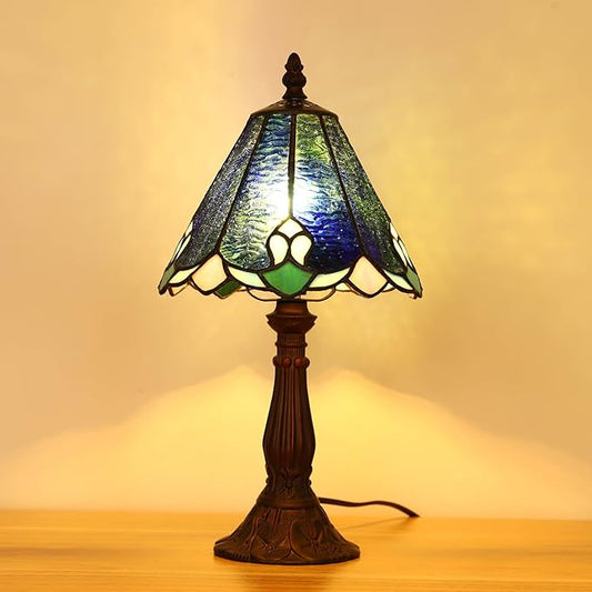 Tiffany Lamp Butterfly Stained Glass Bedside Nightstand Table Lamp,Handcrafted Small Lamps for Living Room Bedroom+3-Way Color Temperature LED Bulb,Gifts for Home Decor,6X6X13Inch