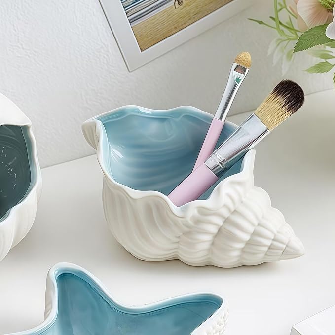 Conch Shape Jewelry Dish Ceramic Holder Ring Trinket Tray, Ocean-themed Decorative Trinket Dish, Suitable for Mother Friend Sister, Gifts for Women, Home Decor Trinket Dish(Sea Blue)