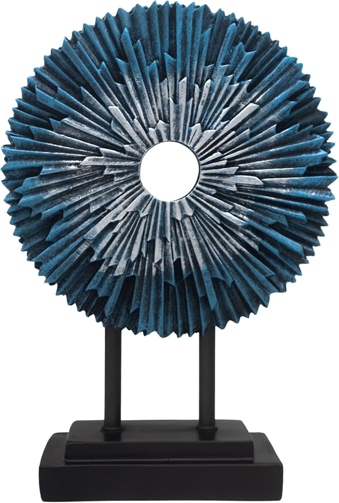aboxoo Abstract Round Staute,Modern Decorative Home Decor,Office Desk Sculpture for Men,Creative Round Line Ornament for Bookshelf,Bedroom,Desktop,Dining Table(Blue)
