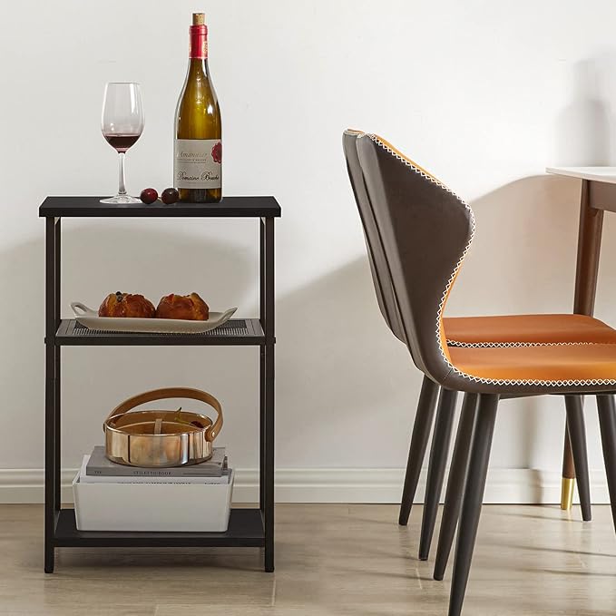 IBUYKE Side Table, 3-Tier End Table, Industrial Nightstand Small Table with Storage Shelf, for Bedroom, Living Room, Hallway, with Metal Frame, Black UTMJ403B