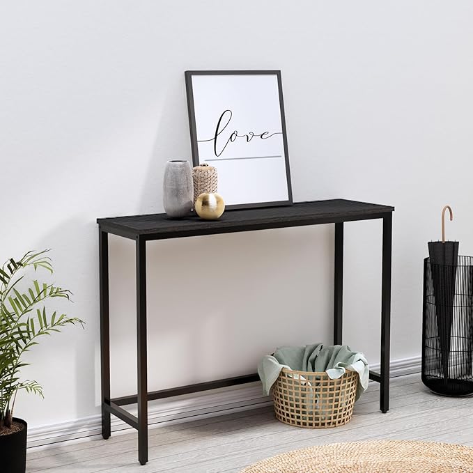 39.4” Console Table, Hallway Entrance Table Sofa Table Behind Couch, for Living Room, Entryway, Easy Assembly, Accent Table, Black