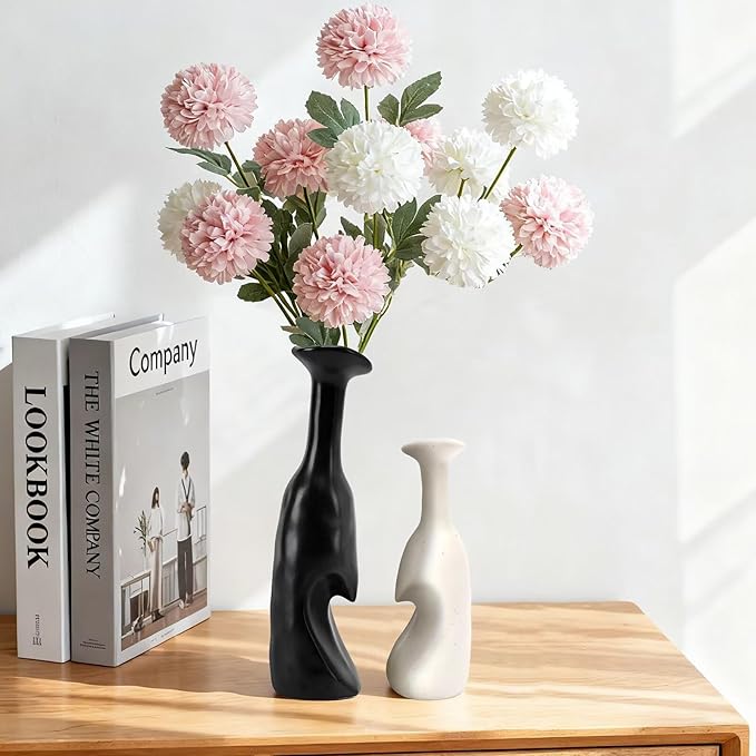 Heart Shaped Small Ceramic Vases Set of 2 Home Decor Boho Vase Modern Matte Flower Vase Minimalist Decorative Vase for Wedding Gift Dining Coffee Table Book Shelf Office Décor