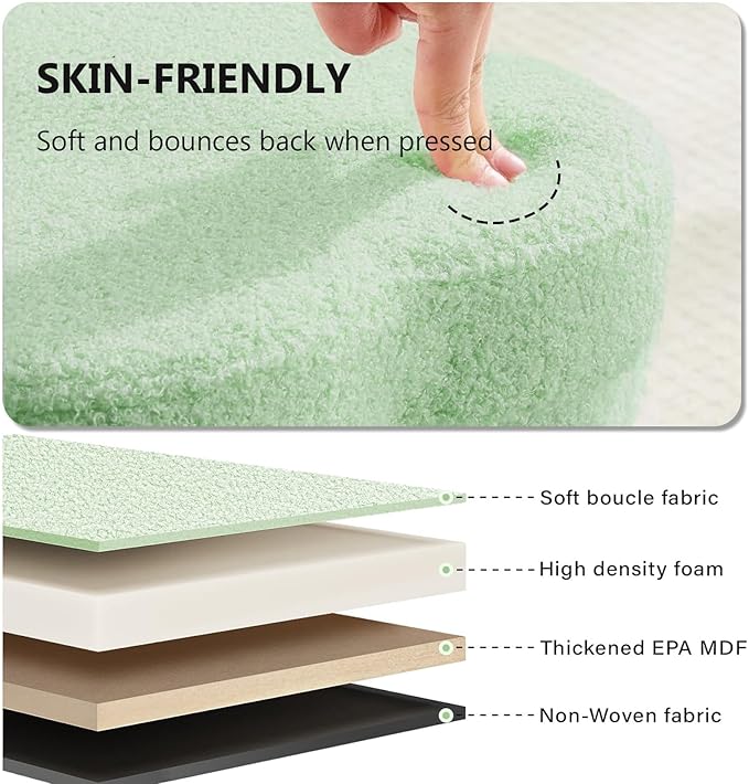 12.6" Small Ottoman with Storage, Flowers Shaped Foldable Foot Rest for Dorm Room, Living Room - Compact Organizer for Small Spaces-Green