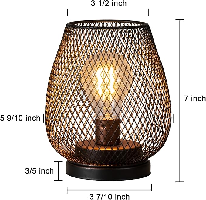 DECORKEY Set of 2 Rechargeable Lamp LED Table Lantern, Brown Metal Cage Cordless Lamps with LED Bulb，Vintage Decorative Outdoor Lantern for Weddings, Parties, Patio, Events for Indoors Shelf Decor