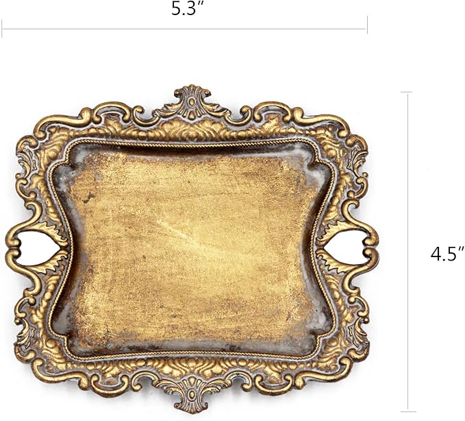 2 Pack Vintage Small Gold Ring Dish, Birthday & Wedding Gifts for Women，Wedding Ring Tray- 5.3 x 4.5 inches