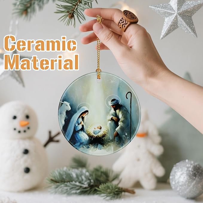 Nativity Scene Christmas Ornament, Jesus’ Birth Christmas Ornament, Holy Family Decoration, Religious Holiday Decor | Gifts for Christian, Gifts for Religious Women - Style A