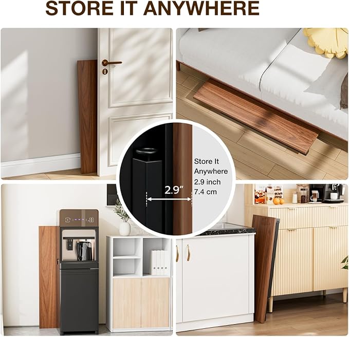 TEMI Small Computer Desk Folding Table - 35.8" Foldable Office Desk, No Assembly, Perfect for Small Spaces in Bedroom, Dorm, or Apartment, Portable Mini Desk or Study Table with Compact Design, Walnut