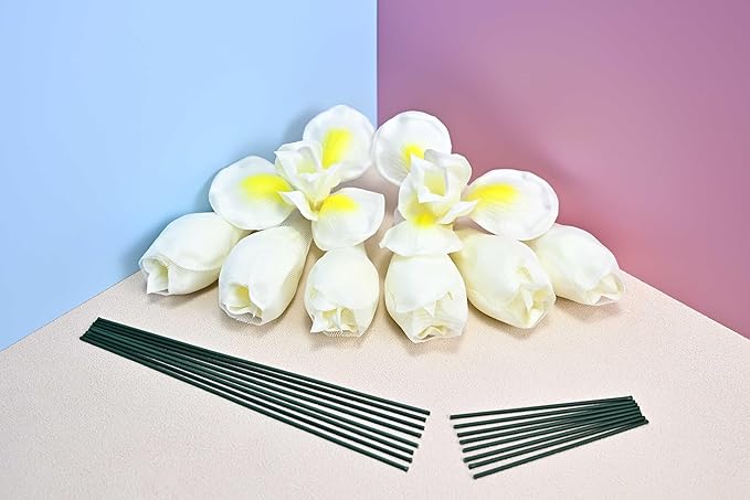 8pcs Luxury PU Yellow White Fall Flowers Real Touch Wedding Bouquets Artificial Flowers for Decoration DIY Floral Gifts Home Office Table Decor Farmhouse Table Centerpiece Decorations