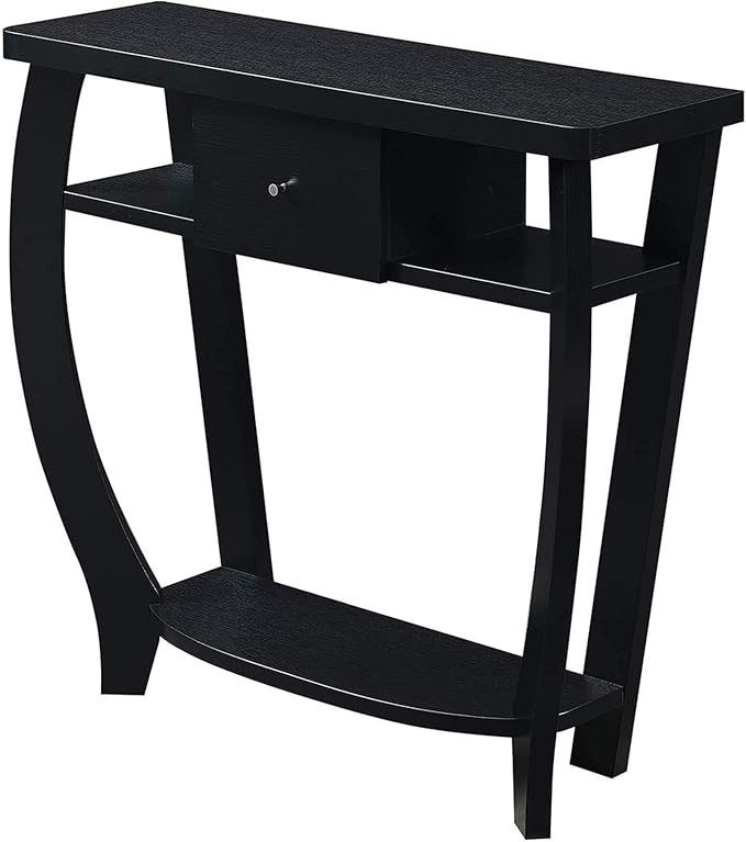 Convenience Concepts Newport 1 Drawer Dorchester Console Table with Shelf, Black