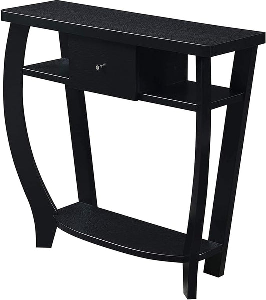 Convenience Concepts Newport 1 Drawer Dorchester Console Table with Shelf, Black