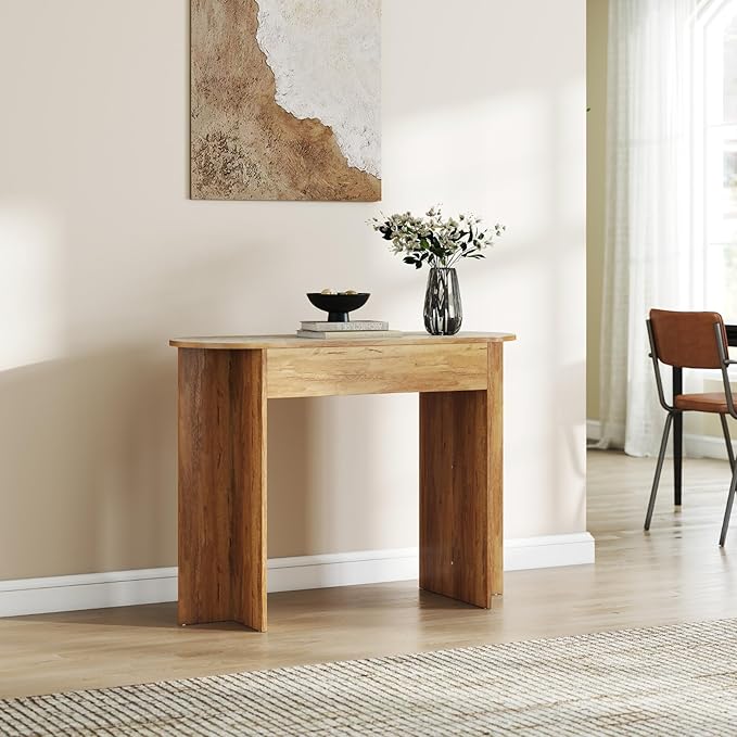 HEAH-YO Modern Console Table, Wooden Sofa Table with Narrow Countertop, 43.3" Entryway Tables for Hallway Entrance Living Room, Natural Color