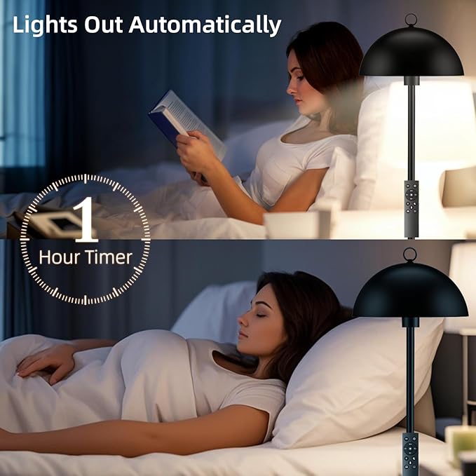 Floor Lamp, Industrial Floor Lamps for Living Room, Smart Standing Lamps with Remote Control, Stepless Dimmable Colors Temperature & Brightness, Metal Floor Lamp for Bedroom, Office, Reading