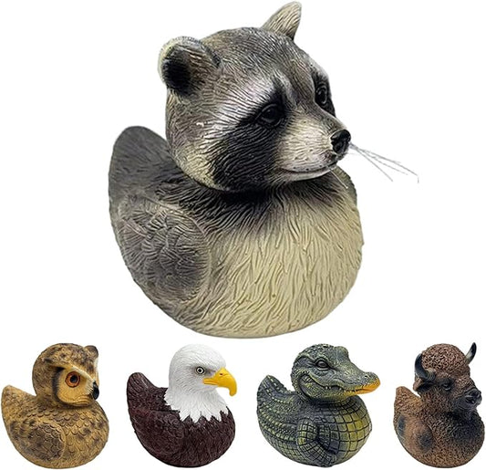 Whimsical Resin Shelf Sitter - 3 Inch Mini Decorative Sculpture for Office Desk Kitchen Living Room School - Creative Tabletop Ornament Gift with Exquisite Detailing (Raccoon)