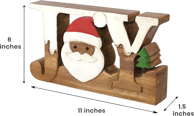 Decozen Living Room Decor: Handcrafted Joy Sign Letters Centerpiece - Bedroom, Indoor Coffee Table, House, Dining Room, Farmhouse & Kitchen Decor, Housewarming Gifts and Accessories - Solid Wood