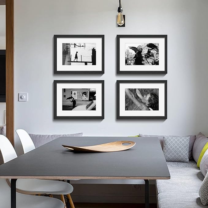 VCK 12x16 Picture Frame 2 Pack - Black, High-End Wood Poster Frames with Tempered Glass, Display 8.5x11 Photo with Mat or 12x16 without Mat, Art Gallery-Quality, Wall Hanging, Black