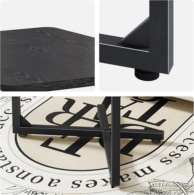 NEFROM C-Shaped End Tables, TV Trays Set of 2, Small Side Table for Couch, Sofa Table for Living Room, Bedroom, Bedside ET-X-BKW2