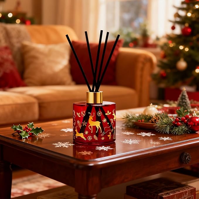 Reed Diffuser Set, Gingerbread Joy Christmas Oil Diffuser with Sticks, Home Fragrance Reed Diffuser for Bathroom Office Shelf Decor, Scented Room Fresheners, Holiday Ideal Gift 6.7 Fl.Oz