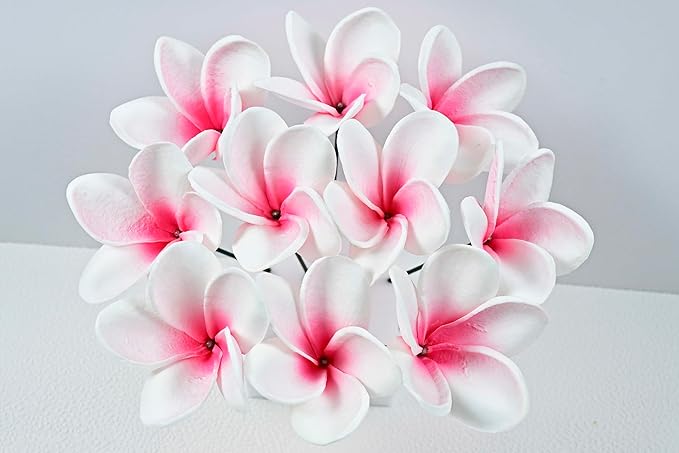 Birthday Gifts for Women 10pcs Gradient Pink Flowers PU Real Touch Flowers Hawaiian Plumeria Frangipani Artificial Flowers for DIY Birthday Gifts Wedding Gifts Home Decor Table Centerpiece