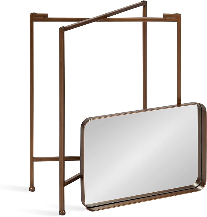 Kate and Laurel Celia Modern Mirrored Tray Side Table, 18 x 12 x 26, Dark Bronze, Foldable Rectangular End Table for Storage and Display