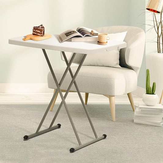 Athena Collection Folding TV Tray Couch Table 26 Inch Wide with 4 Height Adjustable, Portable Small Folding Table Dinner Tray Laptop Table for Living Room Small Space for Eating on Bed Sofa Couch