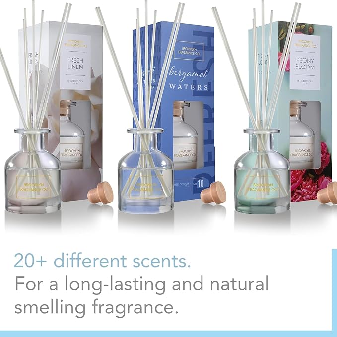 Brooklyn Fragrance Co Reed Diffuser (BFC3) Fresh Linen, 100ml - Glass Bottle – Fiber Sticks – Home Fragrance Solution