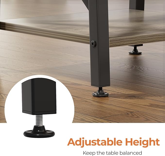 GreenForest End Table 24 inch for Living Room, Large Square Side Tables with X-Frame, Tall Industrial Bedside Nightstand with 2-Tier Storage, Gray Wash