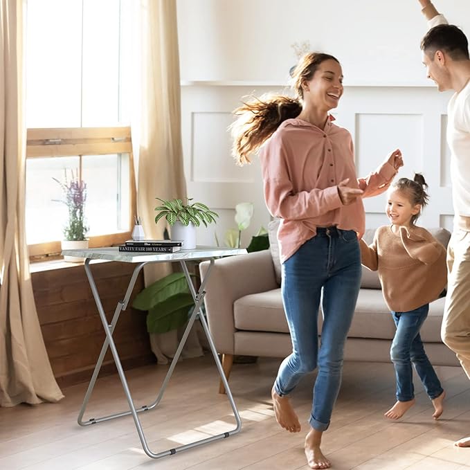 Garden 4 you Portable Folding TV Tray Dinner Snack Trays Table Portable Foldable Table Small Sofa Bedside Tables with Light Weight, 15 x 18.9 x 26 in(Smoky Grey,1PC)