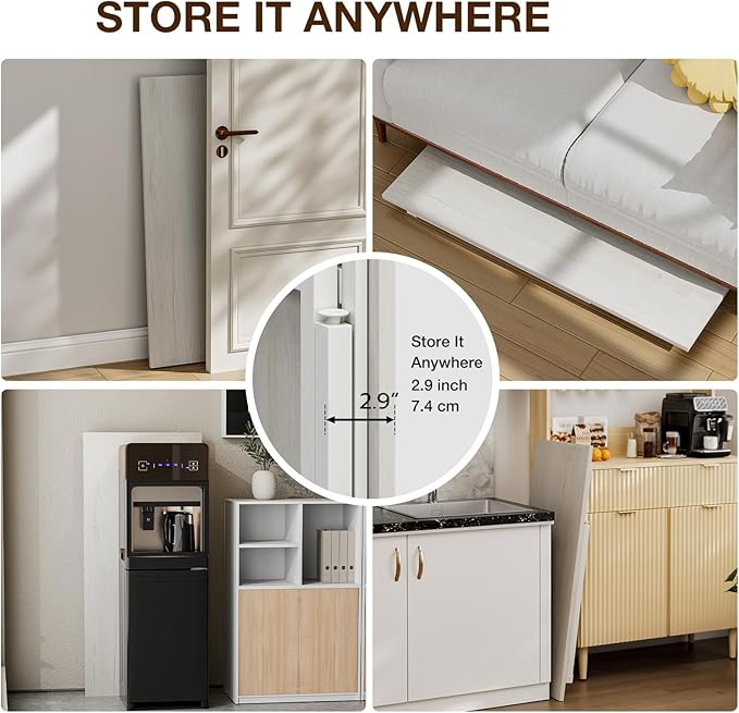 TEMI Small Computer Desk Folding Table - 43.3" Foldable Office Desk, No Assembly, Perfect for Small Spaces in Bedroom, Dorm, or Apartment, Portable Mini Desk or Study Table Compact Design, White Ash