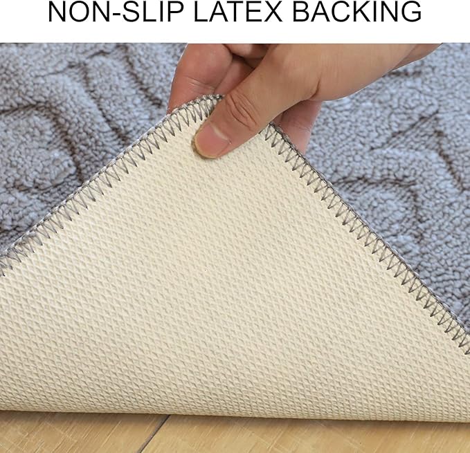 TOONOW Indoor Doormat Front Door Mat,30"x18", Low-Profile Machine Washable Kitchen Rug, Absorbent Mud Half Round Entrance Mat for Outdoors, Entryway, Patio, Bedroom, Light Grey