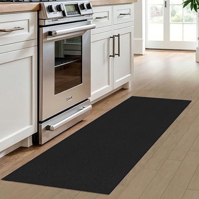 IOHOUZE Washable Runner Rug 2x6 Non Slip Runners for Hallways Entryway Runner Indoor, Kitchen Rugs Woven Cotton Floor Carpet for Kitchen Hall Entrance Bedroom, Black/Grey