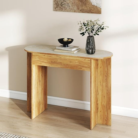 HEAH-YO Modern Console Table, Wooden Sofa Table with Narrow Countertop, 43.3" Entryway Tables for Hallway Entrance Living Room, Natural Color