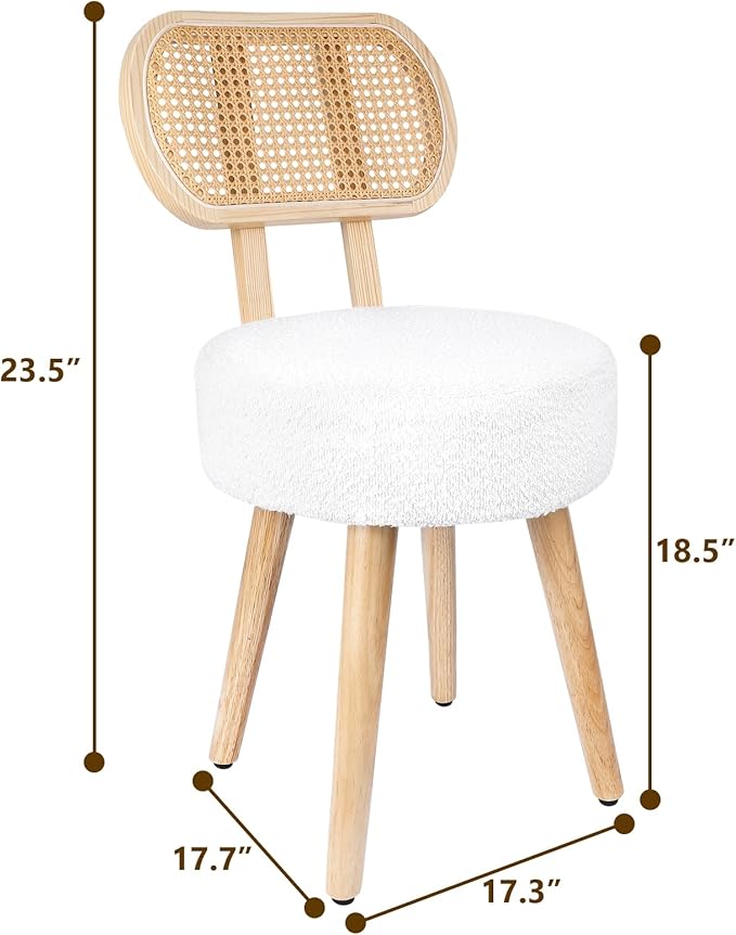 Rattan Dining Chair, Kitchen Dining Room Chairs, Mid Century Modern Boucle Chair, Stylish Upholstered Wood Accent Chair, Cute Sherpa Chair, Living Room Bar Stool Chair, Boho Makeup Vanity Chair, 1 Pc