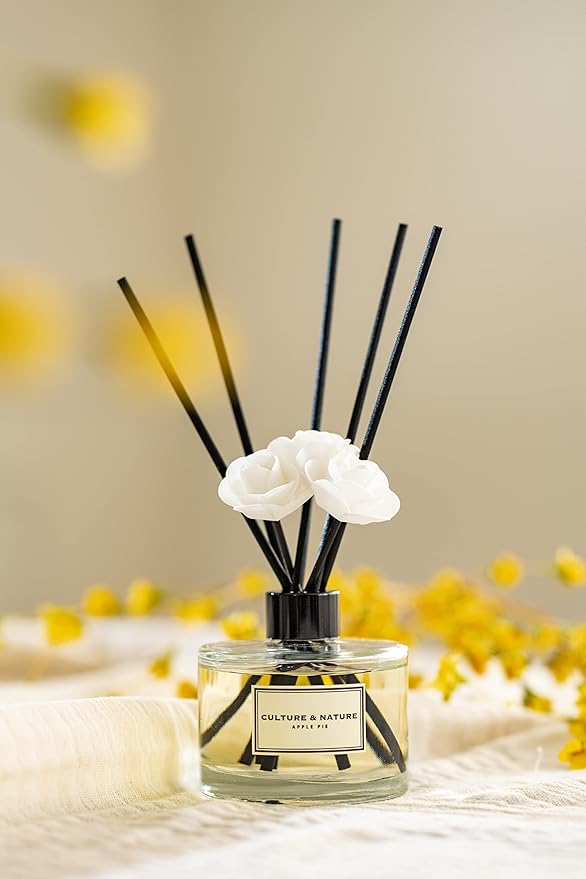 CULTURE & NATURE Reed Diffuser Set 6.7oz (200ml) Vanilla Scented Diffuser with Sticks Home Fragrance Reed Diffuser for Bathroom Shelf Decor