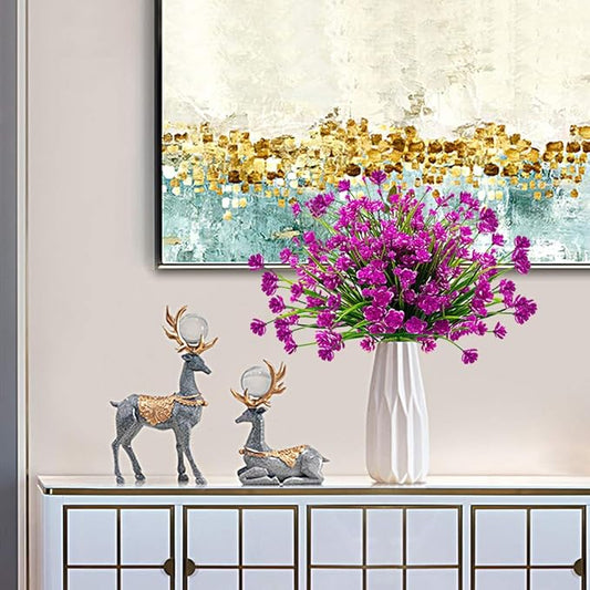 10 Bundles Artificial Flowers Outdoor UV Resistant Fake Plants Indoor Outside Hanging Planter Home Garden Decor (Purple)