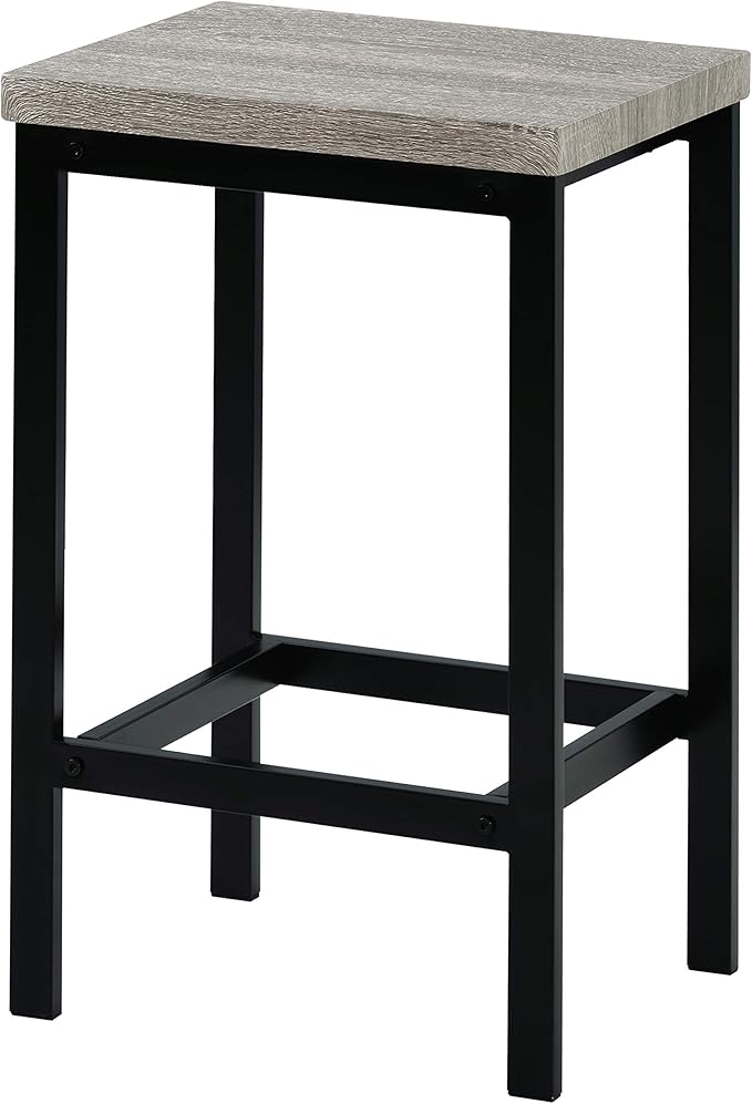 Merax 4-Piece Counter Height Extra Long Dining Table Set with 3 Stools and Side Table with Footrest Pub Kitchen Set,Grey