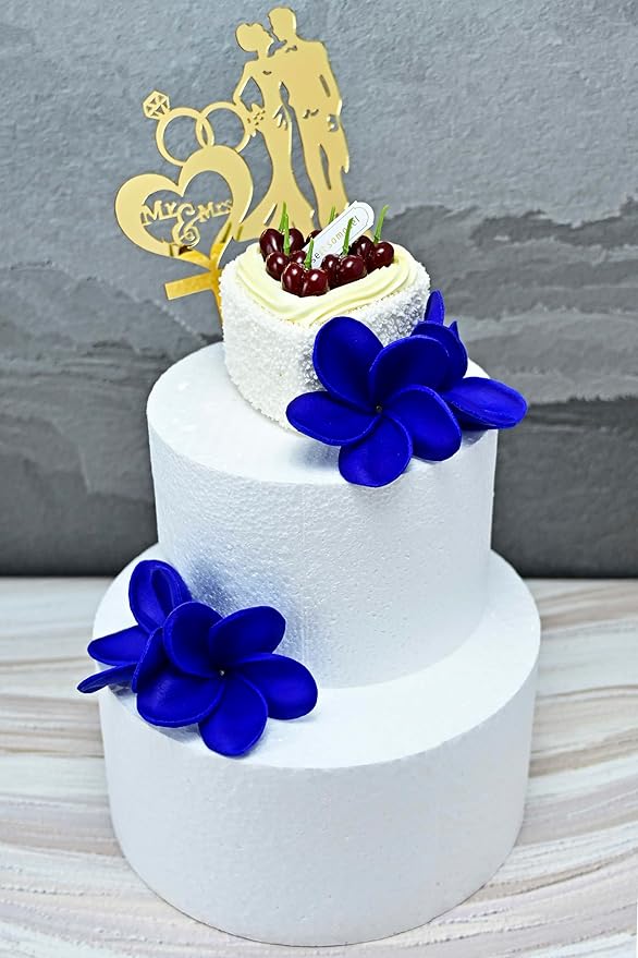 Birthday Gifts for Women Men 10pcs Royal Blue Flowers PU Real Touch Flowers Hawaiian Plumeria Frangipani Artificial Flowers for DIY Birthday Gifts Wedding Gifts Home Decor Table Centerpiece