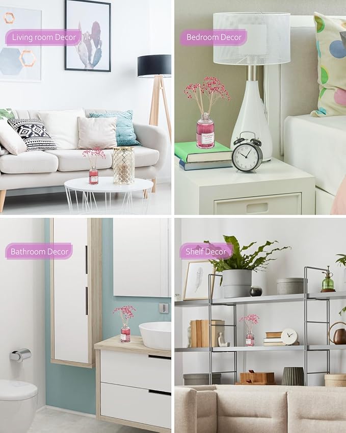 MIZZEO Reed Diffuser Set, Watermelon 6.76 fl oz Highly Scented Room Diffuser Home Fragrance Essential Oil Reed Flower Diffuser, House Bedroom Office Decor & Gifts