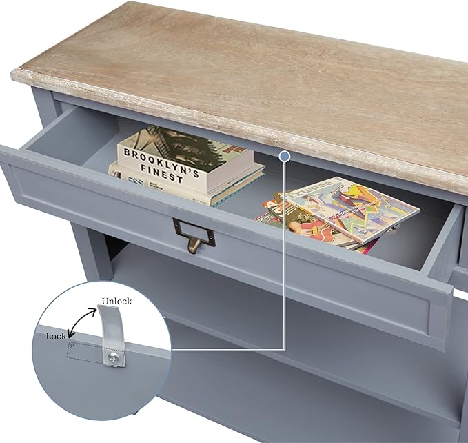 KINTNESS Entryway Table, Narrow Console Table Hallway Tables with Storage for Living Room/Hallway/Foyer, Grey