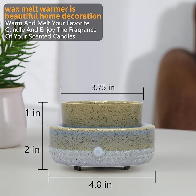 Wax Melt Warmer, Ceramic Candle Melter Melting Wax 3-in-1 Oil Burner Electric Fits Yankee Large Jar, Scented Candle Holder for Home Decor Gifts for Mom Grandma Women Girls