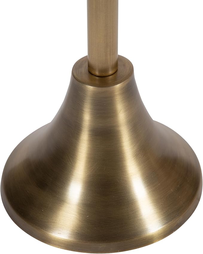 Kate and Laurel Sanzo Modern Pedestal Drink Table, 10 x 10 x 23, Antique Brass and White, Decorative End Table with Scalloped Marble Tabletop for Use as Small Plant Stand or Cute Martini Table