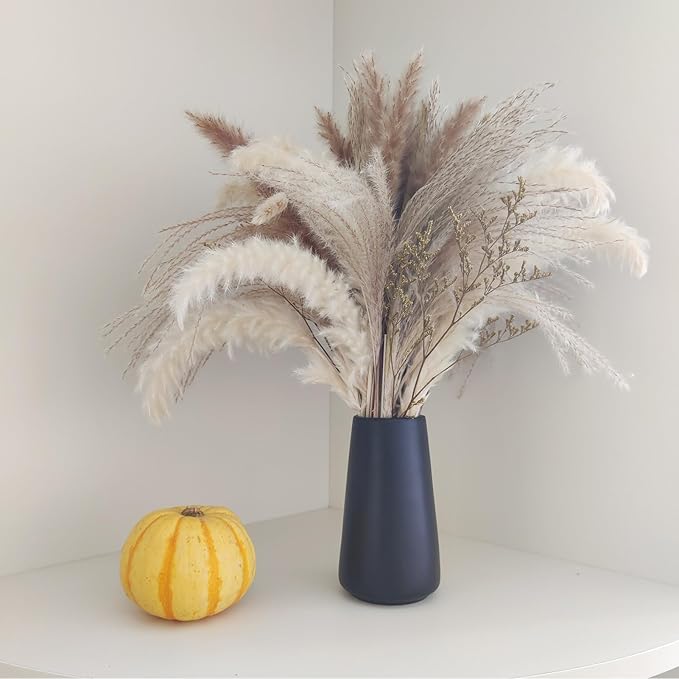 Matte Black Vase - Black Flower vase, 6" Small Simple Modern Ceramic Vases for Flower/Pampas Grass, Minimalist Farmhouse Boho Vase for Centerpieces, Home Decor, Bathroom Decor