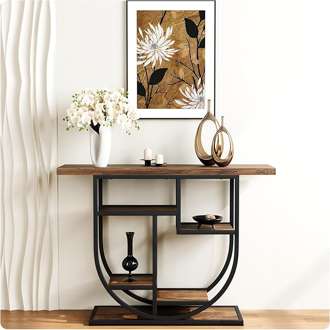 Modern Console Table for Entryway with Storage: 41.3 Inch Wood Sofa Tables for Living Room - Narrow Farmhouse Accent Desk for Home Decor