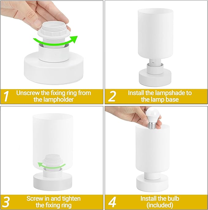 Touch Bedside Lamp, Mini Stepless Dimmable Table Lamps for Bedroom for Night Stands, Small Desk Lamp with Brightness Memory, USB Charging Ports, Warm LED Bulb, White, Cylindrical Shape, 2 Set