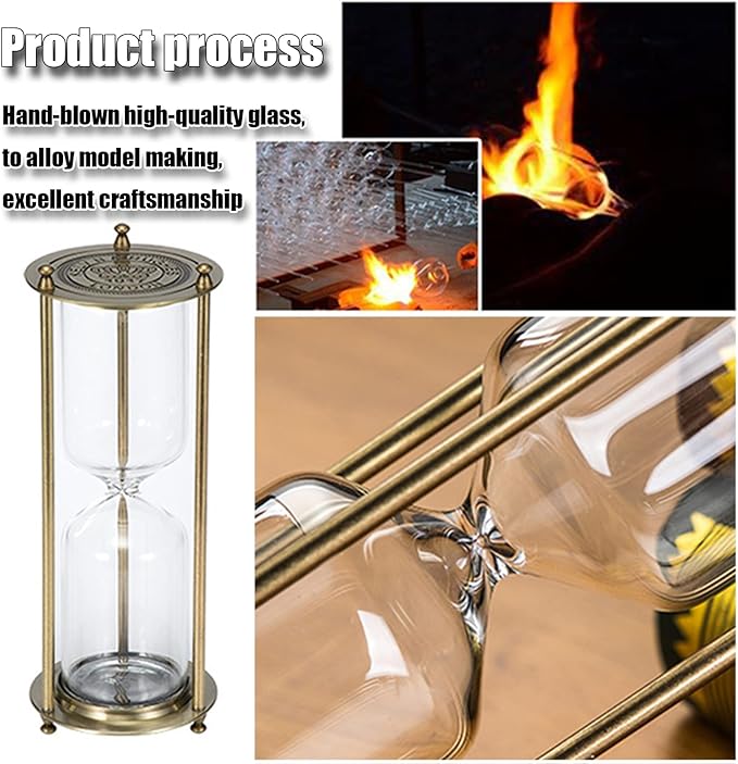 Embossed Golden Hourglass Timer - 15 Min, Desk Decor for Vintage & Office, Wedding Gifts (B)