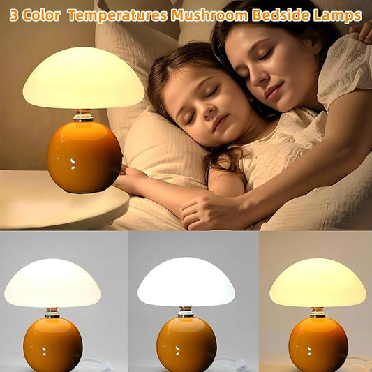 Mushroom Lamp for Bedroom Living Room,Mushroom Table Lamps for Bedside Night Stands,3 Color Temperature Desk Small Table Lamp,Cute Mini Modern Night Light Lamp,Unique Home Decoration