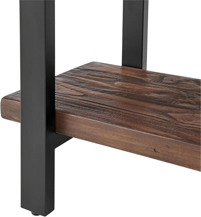 Pomona 27-Inch Wood End Table in Rustic Natural Finish with Metal Legs - 2-Tier Modern Farmhouse Side Table for Home Décor or Accent in Living Room, Bedroom, and Office by Alaterre Furniture