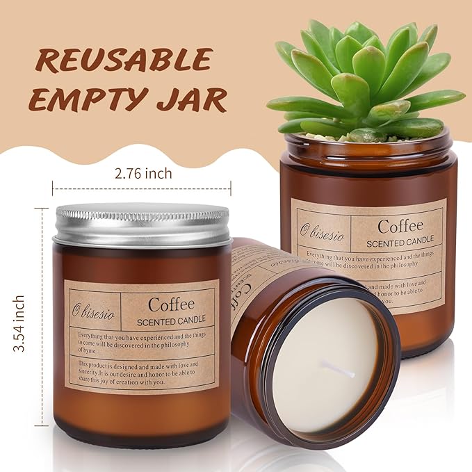 Scented Coffee Candle, Candles for Home Scented, Candles Clearance for Women, Aromatherapy Jar Candles Gift for Home(Amber Jar, Coffee)