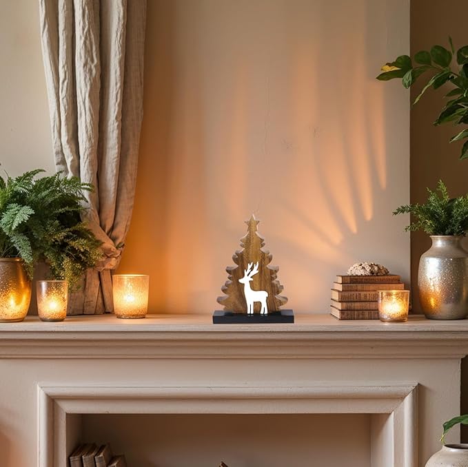 Decozen Living Room Decor: Handcrafted Christmas Tree Centerpiece - Christmas, Bedroom, Indoor Coffee Table, House, Dining Room, Farmhouse & Kitchen Decor, Housewarming Gifts - Solid Wood