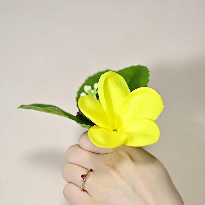 Birthday Gifts for Women 10pcs Yellow Flowers PU Real Touch Flowers Hawaiian Plumeria Frangipani Artificial Flowers for DIY Birthday Gifts Wedding Gifts Home Decor Table Centerpiece