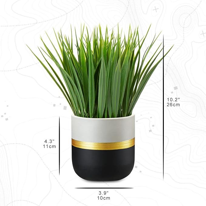 Artificial Plants Small Faux Plant Decor Fake Potted Plant Faux Plants in Pots Fake Grass Pot for Home Table Office Desk Room Bathroom House Indoor Decorative Gifts